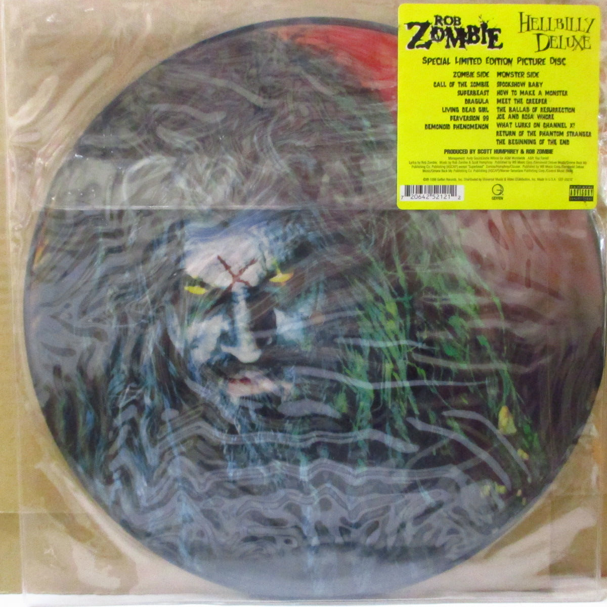 ROB ZOMBIE (ロブ・ゾンビ)  - Hellbilly Deluxe (US 限定「ピクチャーディスク」 LP+レアステッカー付きPVC) '98年1stソロアルバム