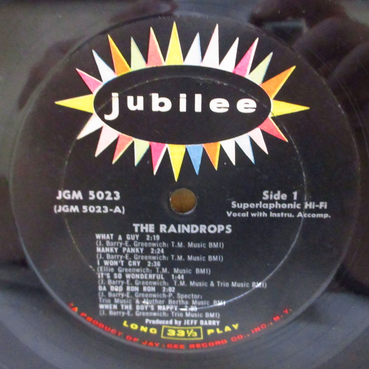 RAINDROPS, THE (ザ・レインドロップス)  - The Raindrops (US '63 オリジナル・モノラルLP)天才作曲コンビ「ジェフ・バリー＆エリー・グリーニッチ夫婦グループ唯一アルバム！