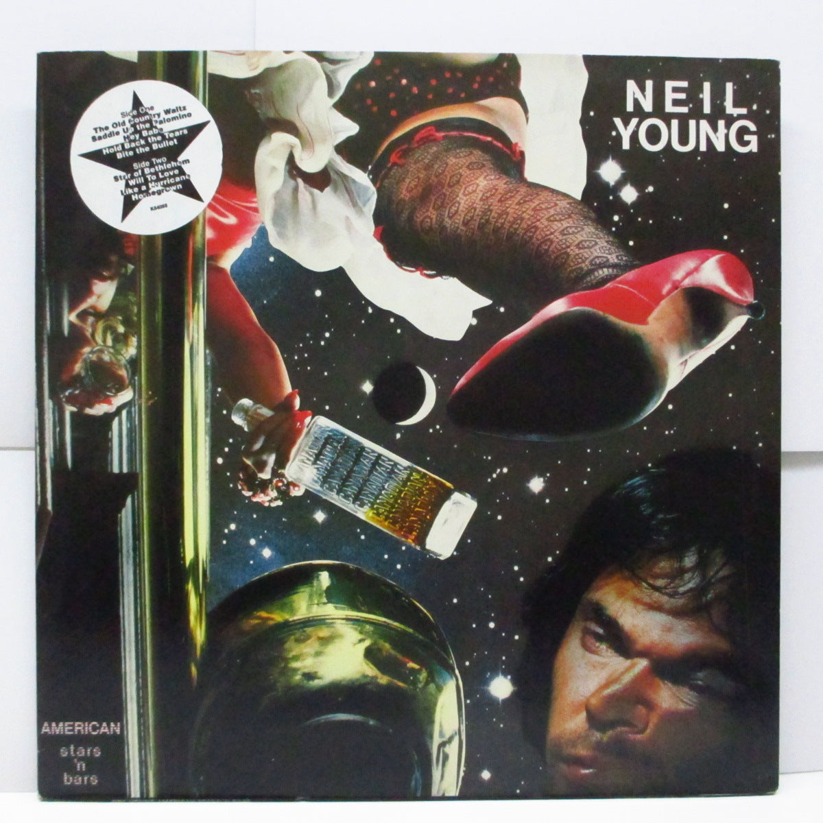 NEIL YOUNG (ニール・ヤング)  - American Stars'n Bars (UK オリジナル LP #1 +インナー/曲目ステッカー付ジャケ)