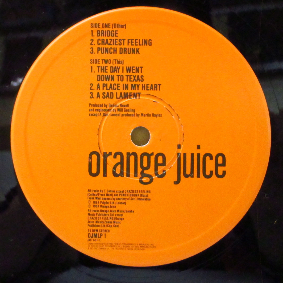 ORANGE JUICE (オレンジ・ジュース)  - Texas Fever (UK オリジナル6曲入り MLP) '84年ミニアルバム