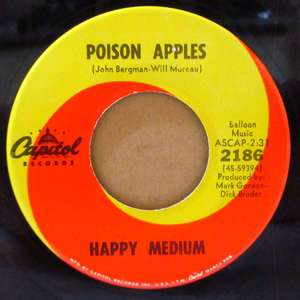 HAPPY MEDIUM (ハッピー・メディウム)  - Poison Apples (US '68 オリジナル7インチ)ラヴィン・スプーンフル調の陽気なフォーキー・ジャグ・ポップ