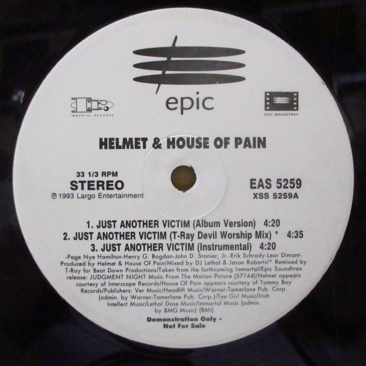 HELMET / HOUSE OF PAIN (ヘルメット / ハウス・オブ・ペイン)  - Just Another Victim +4 (US '93 プロモ 5バージョン入り 12インチ/レアステッカー付きダイカットスリーブ)