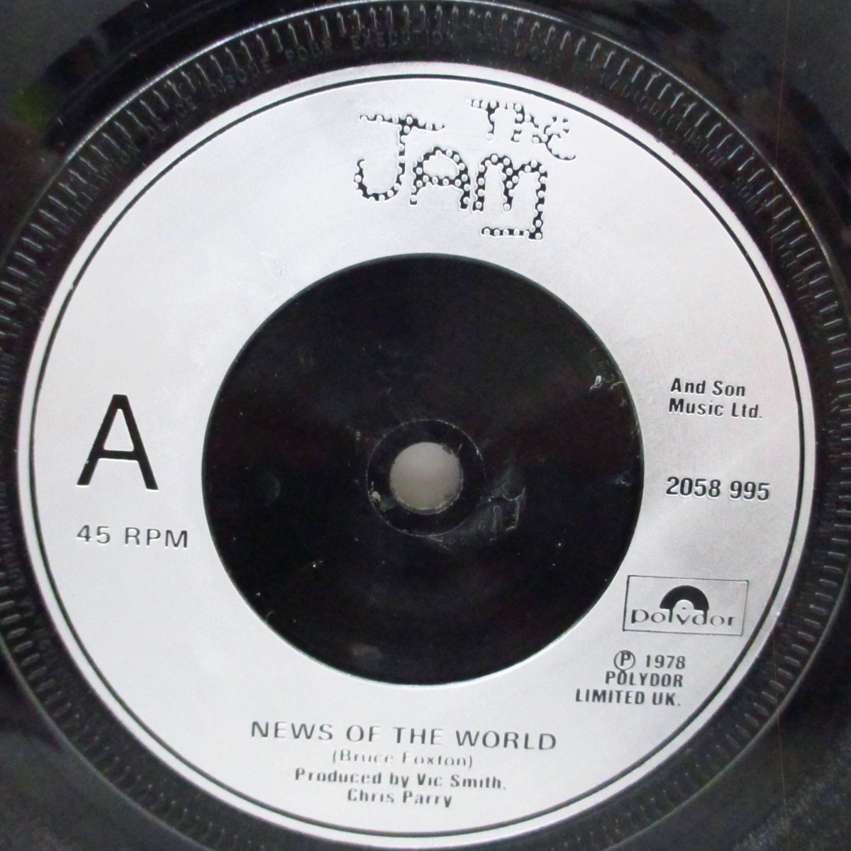 JAM, THE (ザ・ジャム)  - News Of The World +2 (UK オリジナル銀プララべ「フラットセンター」7"/光沢固紙折り返ジャケ) 仏テキスト有 Ver.