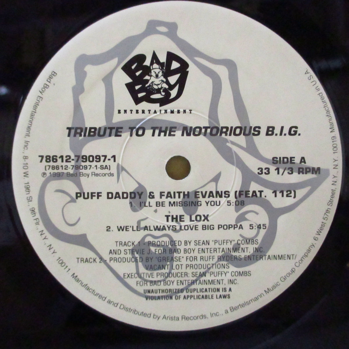 V.A. - Tribute To The Notorious B.I.G. (US オリジナル5曲入り 12インチ/レアステッカー付き光沢ダイカットジャケ) '97年ノトーリアス・B.I.G.トリビュートEP