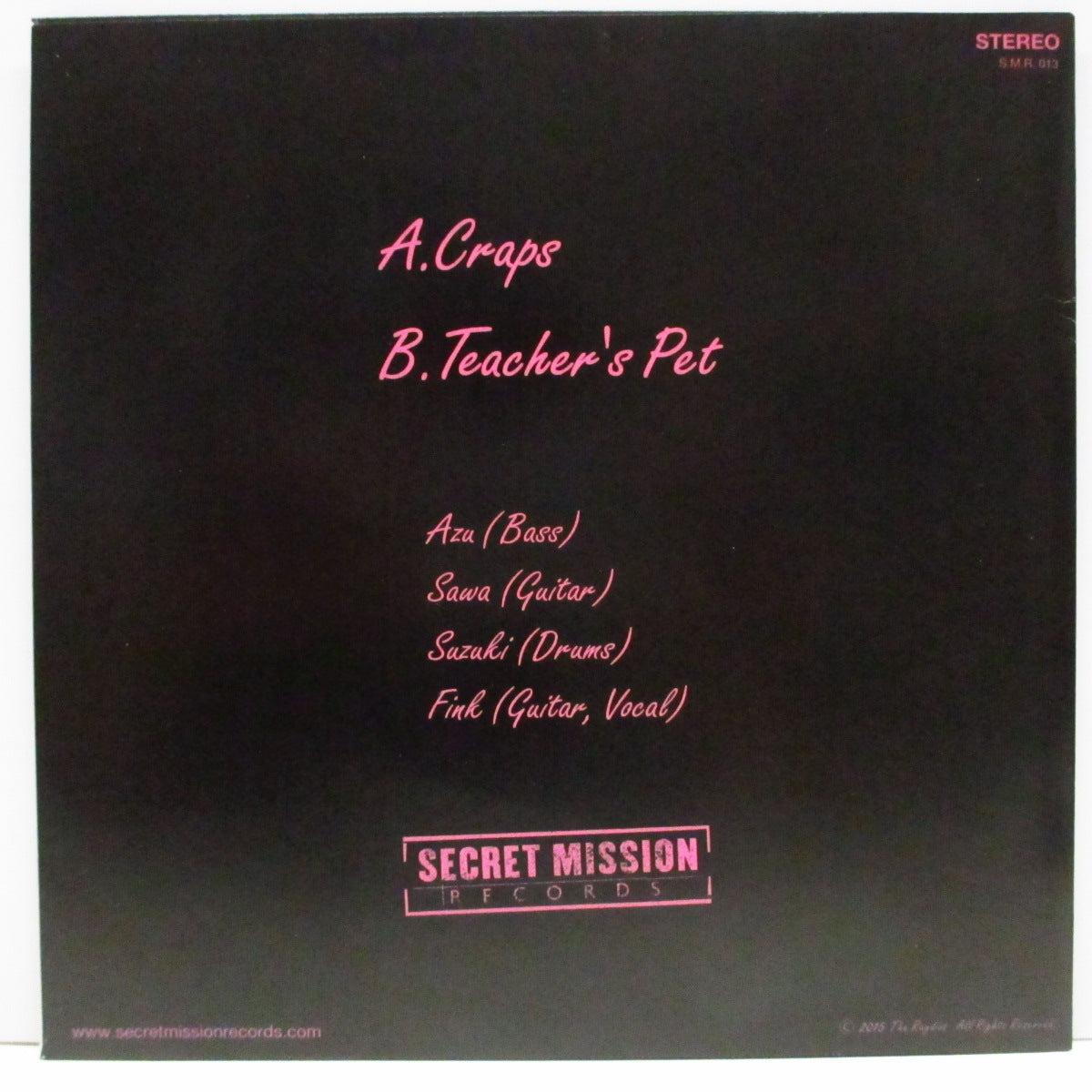 RAYDIOS, THE (ザ・レイディオス)  - Craps / Teacher's Pet (US 500枚限定 7"/光沢固ジャケ)
