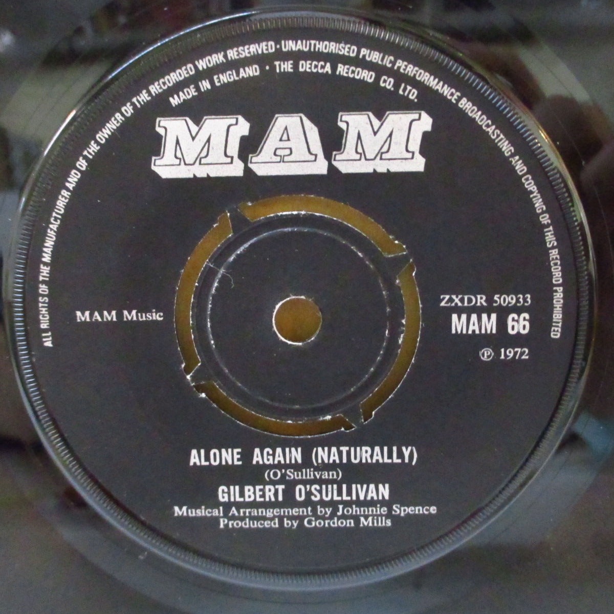 GILBERT O' SULLIVAN (ギルヴァート・オサリヴァン)  - Alone Again - Naturally (UK '72 オリジナル 7インチ+カンパニースリーブ)