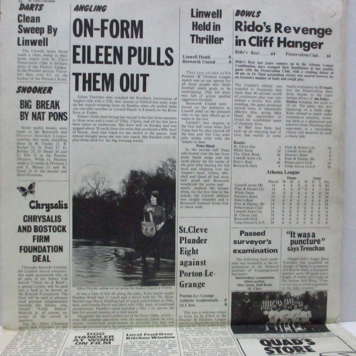 JETHRO TULL (ジェスロ・タル)  - Thick As A Brick (UK オリジナル「iロゴ有リム」LP/新聞付きザラ紙見開ジャケ）初回マト「A-3U PORKY / B-2U PECKO」!