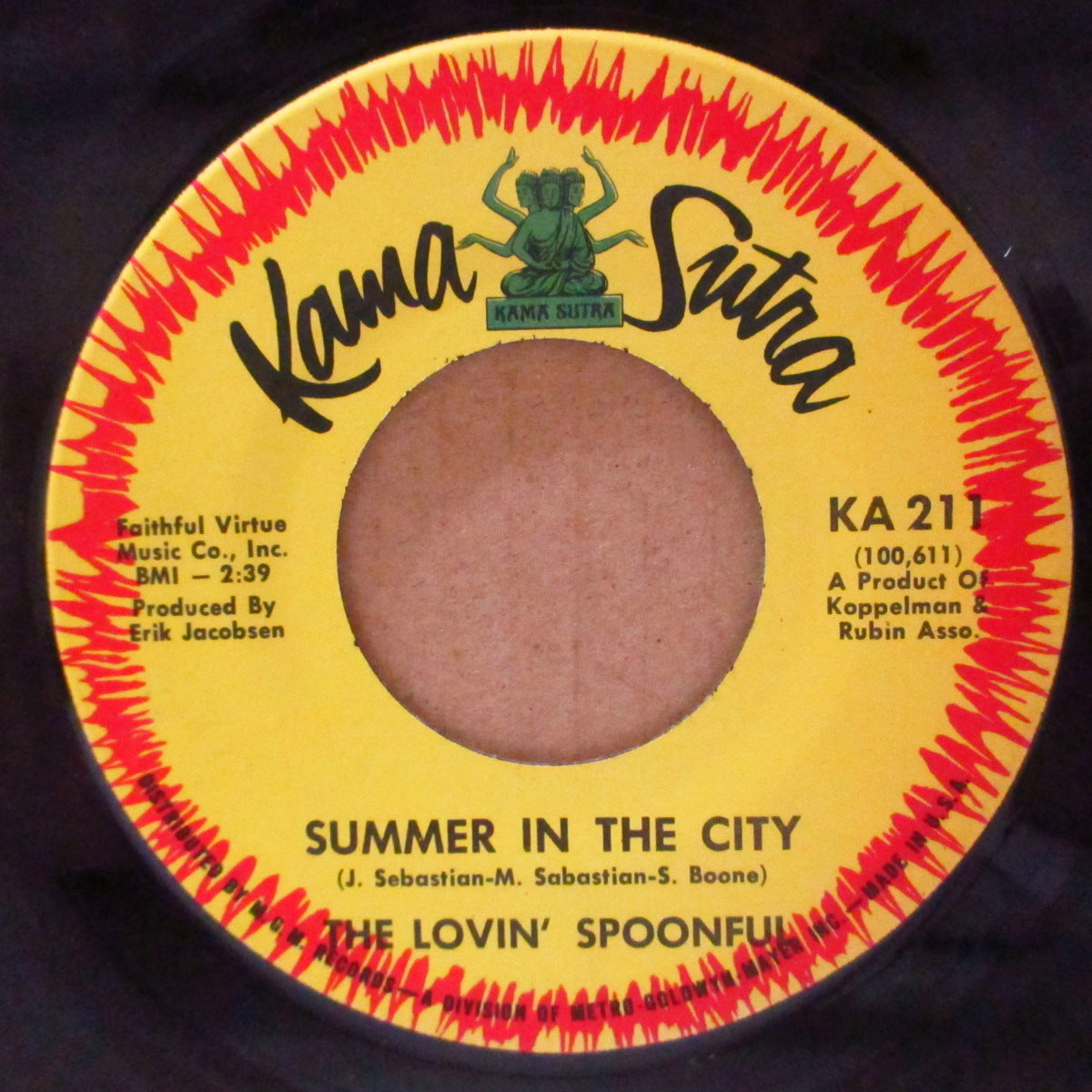 LOVIN' SPOONFUL (ラヴィン・スプーンフル)  - Summer In The City (US '66 オリジナル・ジャケ付 7インチ)全米1位のフォーキー・ガレージ・ポップ名曲！