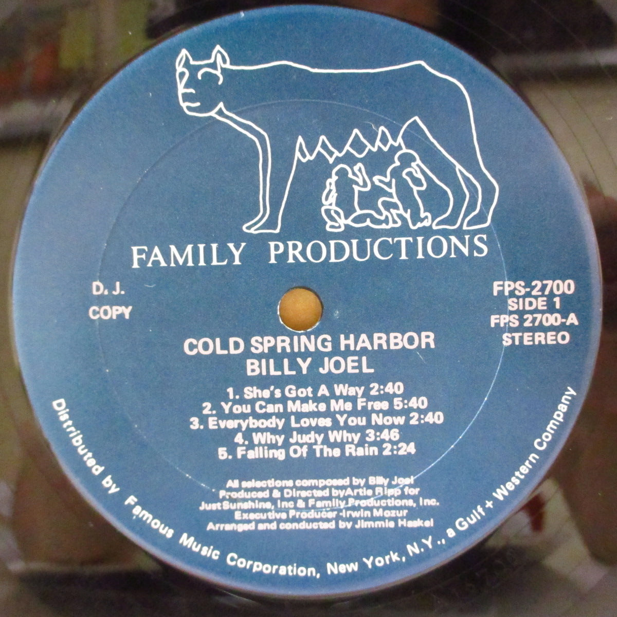 BILLY JOEL (ビリー・ジョエル)  - Cold Spring Harbor (US '71 限定「D.J. Copy表記、星座無しラベ」リプロLP) 1stソロアルバム