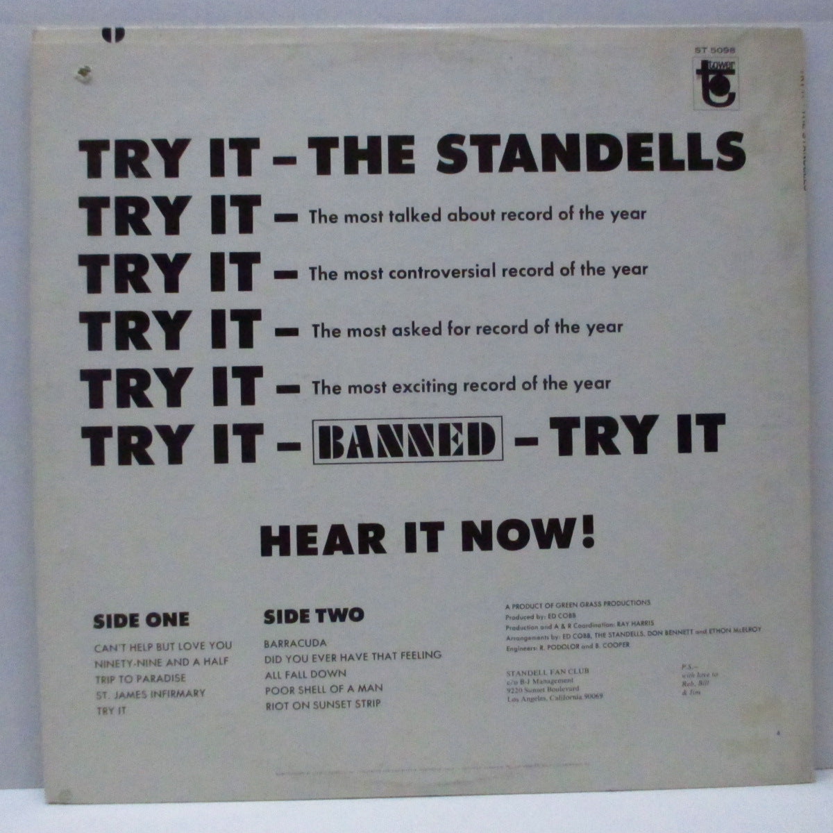 STANDELLS (スタンデルス)  - Try It (US オリジナル「ステレオ」LP/ステッカー付きジャケ)