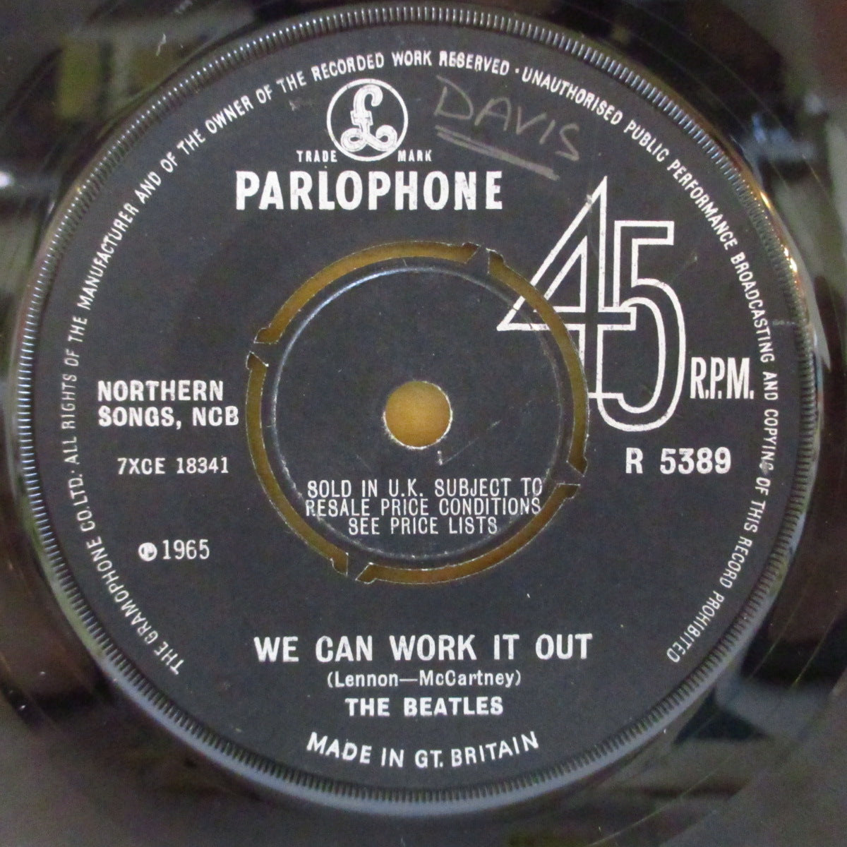 BEATLES (ビートルズ)  - We Can Work It Out (UK '65 2ndプレス「作者名間ハイフン表記・ラウンドセンター #2」 7インチ+カンパニースリーブ)