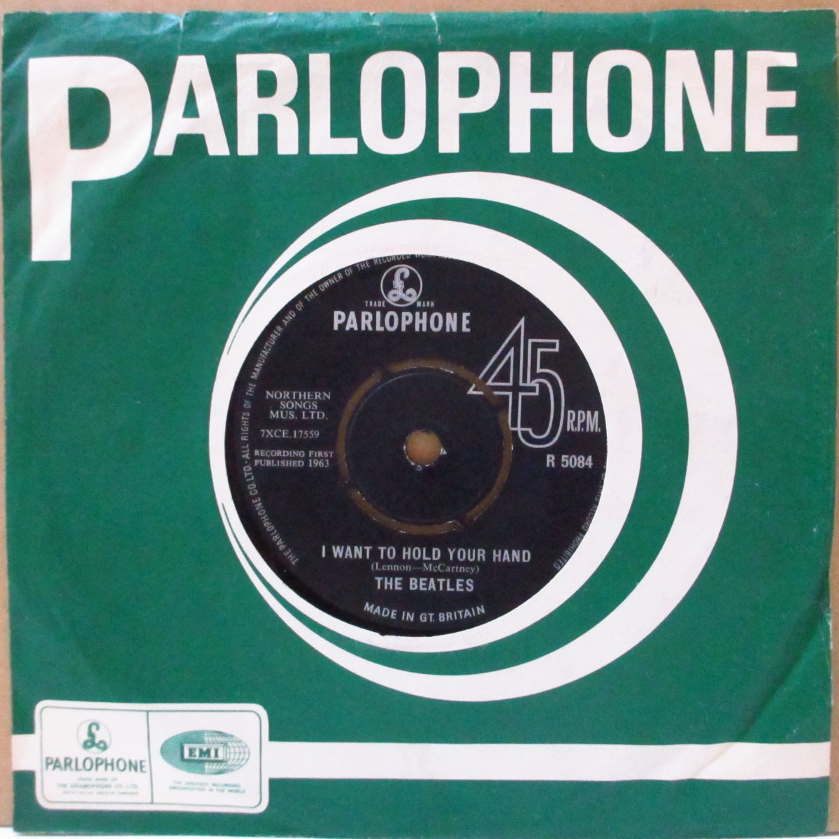 BEATLES (ビートルズ)  - I Want To Hold Your Hand (UK '63 オリジナル「NCB記載無しラウンドセンター」7インチ+カンパニースリーブ)
