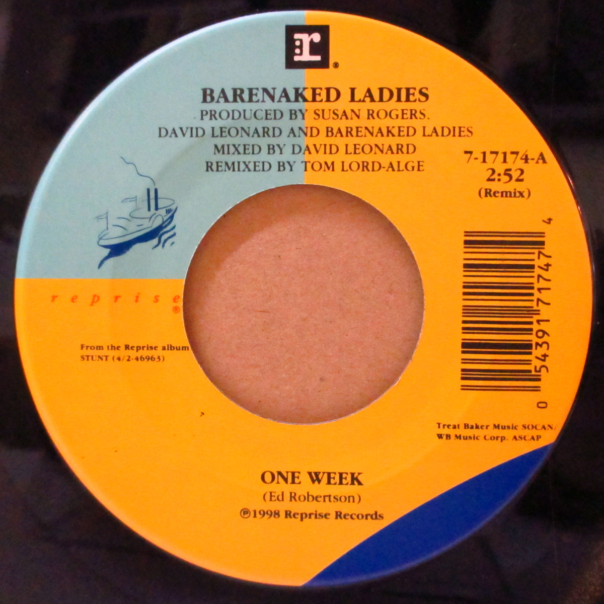 BARENAKED LADIES (ベアネイキッド・レディース)  - One Week (US '98 オリジナル「ジュークボックス」  7インチ)