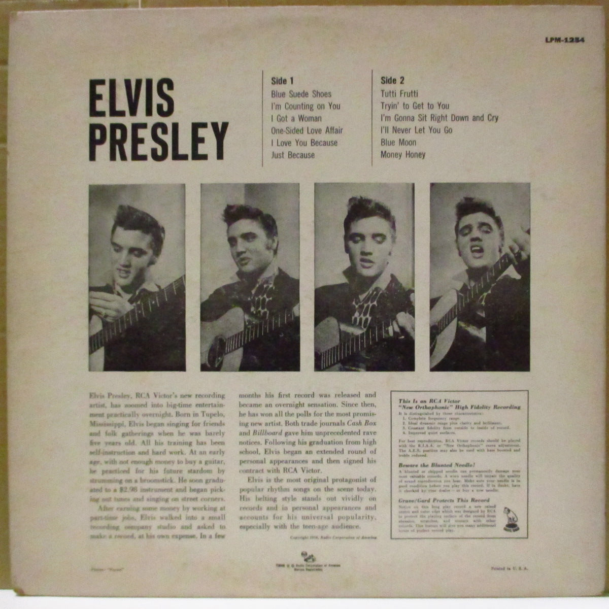 ELVIS PRESLEY (エルヴィス・プレスリー)  - Elvis Presley (1st) (US '56 初回オリジナル「Long Play」ラベ・モノラル LP) 近年稀な美品！