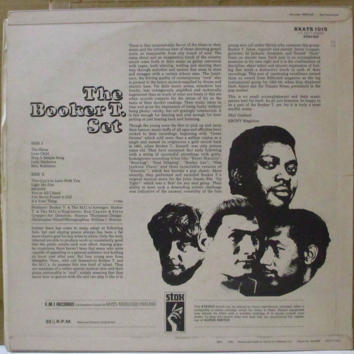 BOOKER T. & THE MG’S (ブッカーT ＆ ザ・MG'S)  - The Booker T. Set (UK '69 初回オリジナル・ステレオLP/表面コーティング3面折返しジャケ) 名作9thアルバム