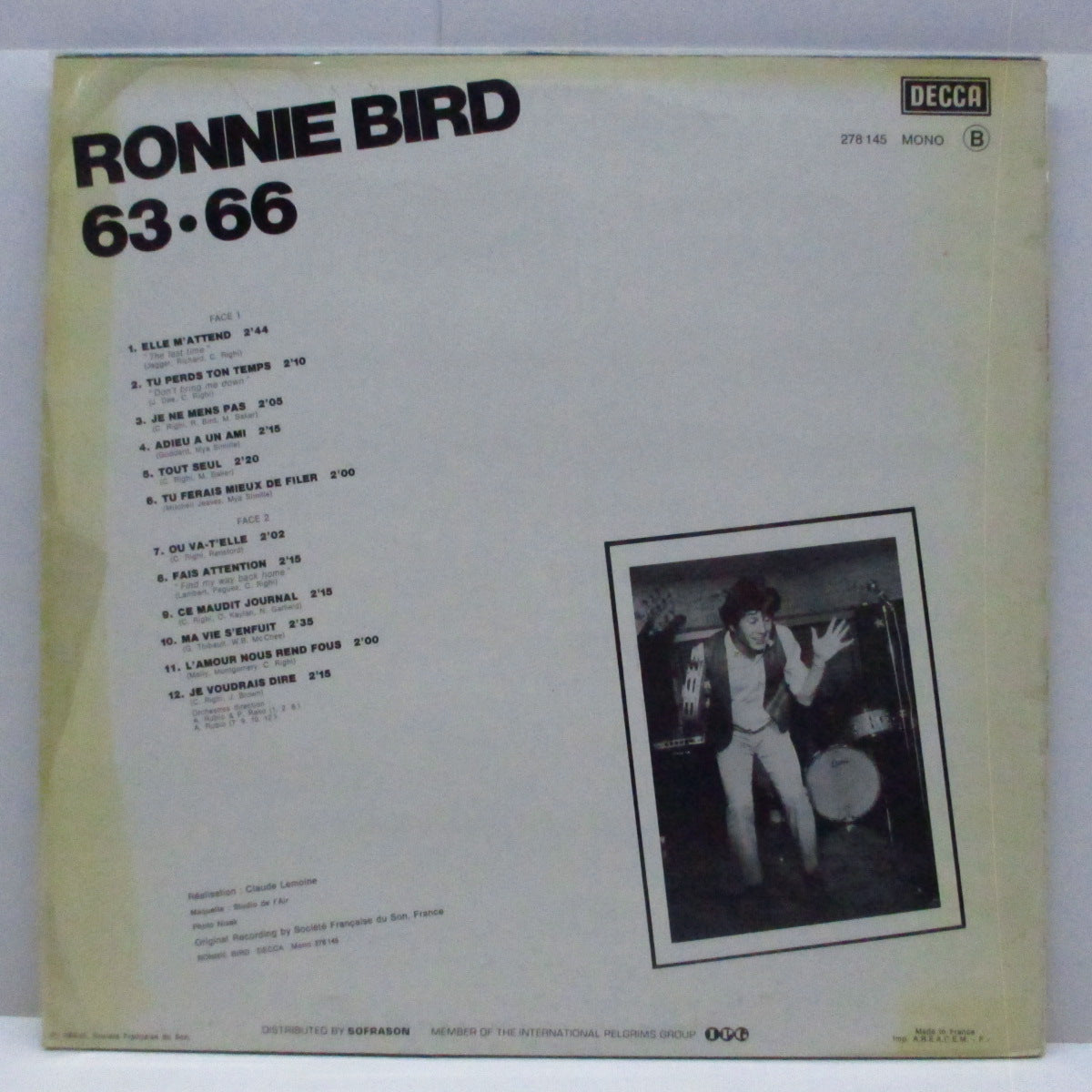 RONNIE BIRD (ロニー・バード)  - 63-66 (France オリジナル「モノラル」LP/表面コーティングジャケ) Decca時代コンピ！