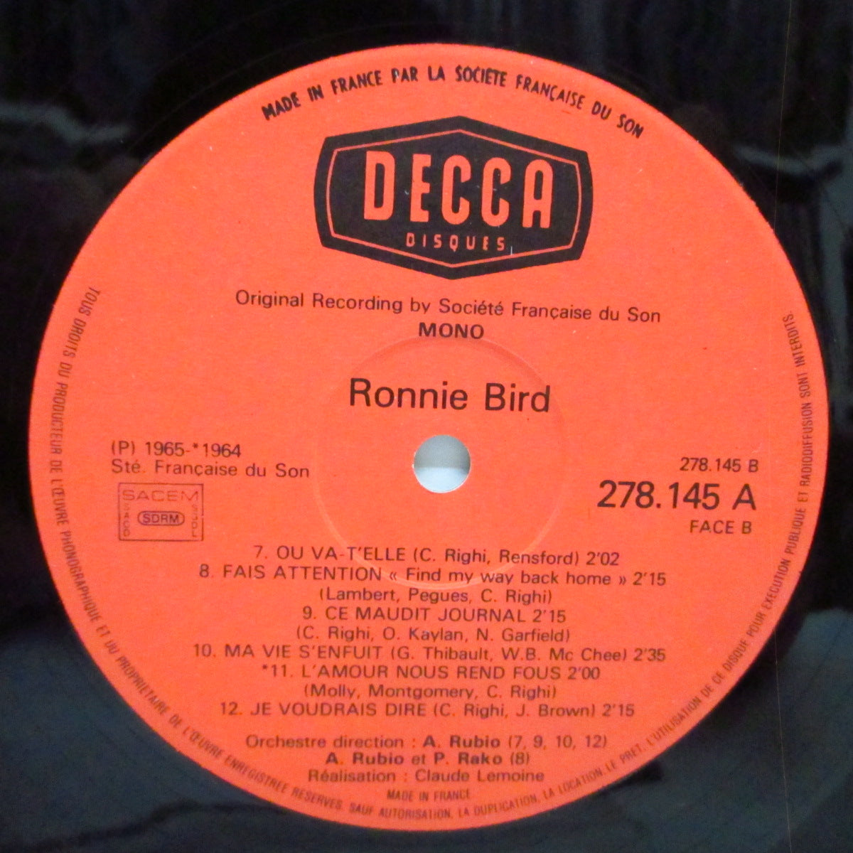 RONNIE BIRD (ロニー・バード)  - 63-66 (France オリジナル「モノラル」LP/表面コーティングジャケ) Decca時代コンピ！