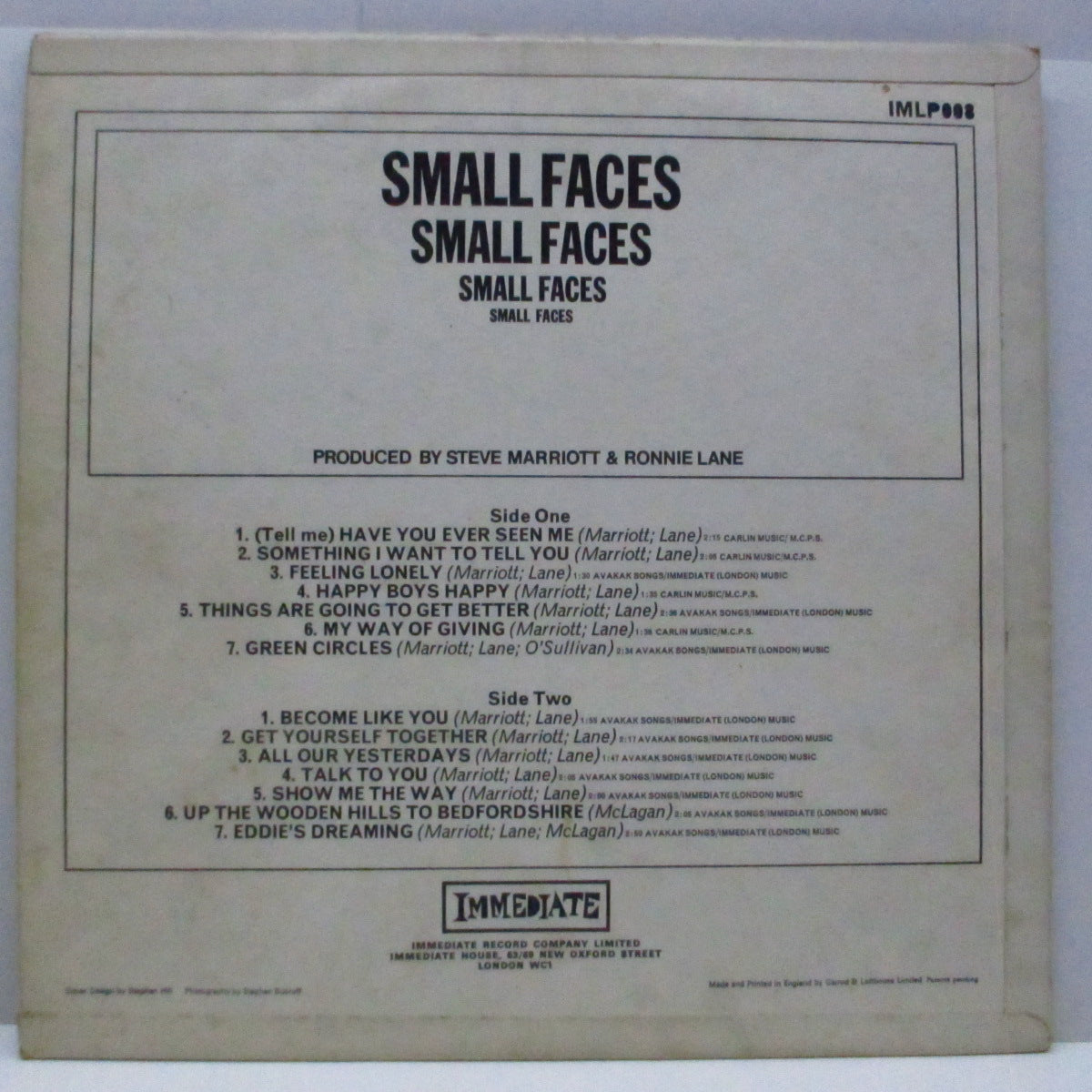 SMALL FACES (スモール・フェイセス)  - Small Faces [3rd] (UK オリジナル「モノラル」LP/3面折り返ジャケ)
