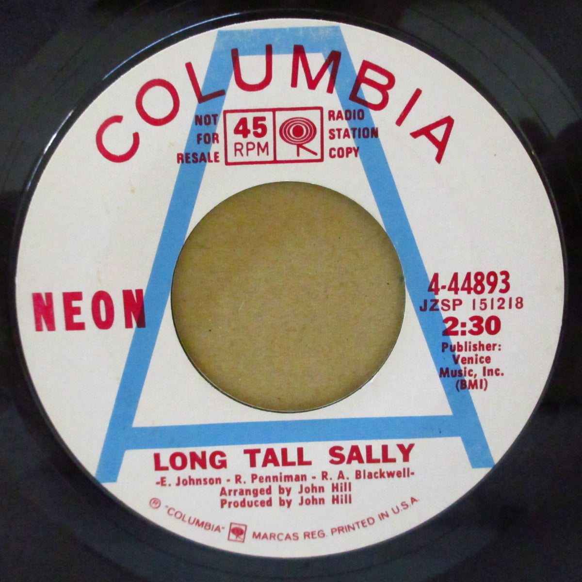 NEON (ネオン)  - Long Tall Sally (US '69 プロモ・白ラベ7インチ) リトルリチャード名曲のホーン入りアップテンポ暴走ハード（ガレージ）ロック・カバー！