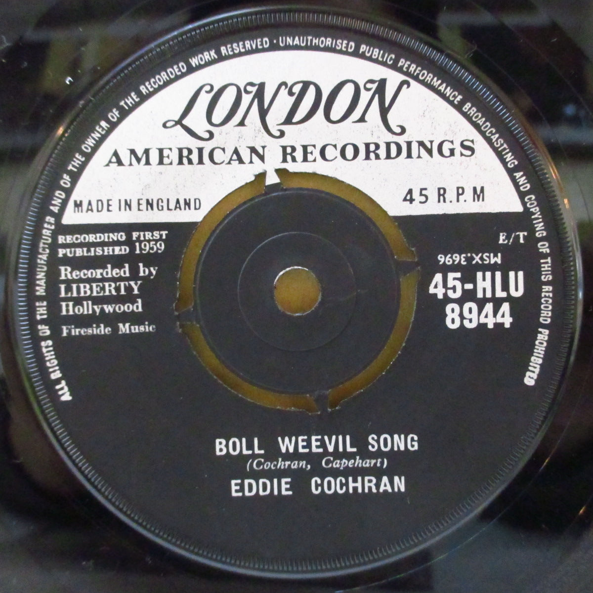 EDDIE COCHRAN (エディ・コクラン)  - Somethin' Else (UK '59 セカンドプレス「ラウンド・センター」7インチ+カンパニースリーブ) R&Rクラシック