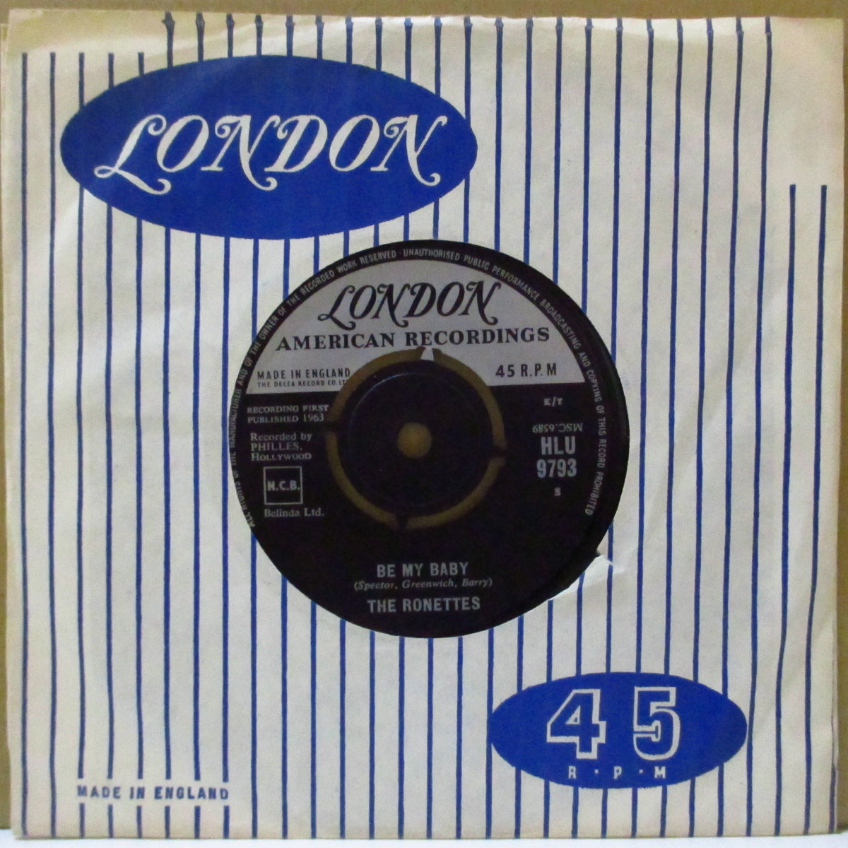 RONETTES, THE (ザ・ロネッツ)  - Be My Baby (UK '63 オリジナル・7インチ+カンパニースリーブ)