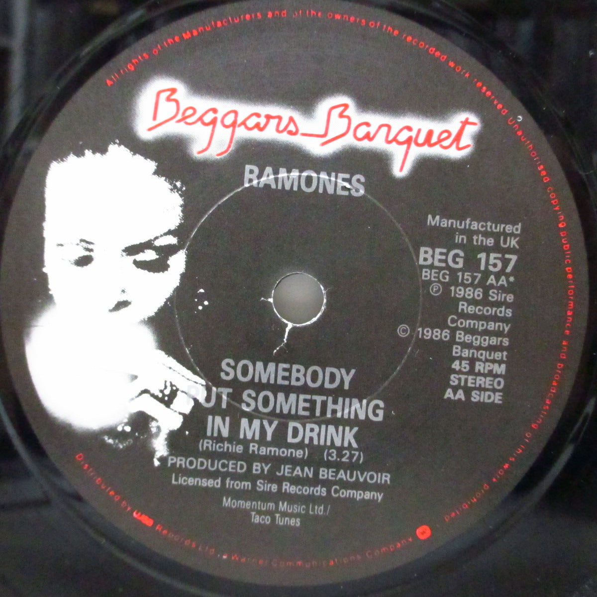 RAMONES (ラモーンズ)  - Something To Believe In (UK オリジナル 7"/光沢固紙ジャケ) 両A面シングル !