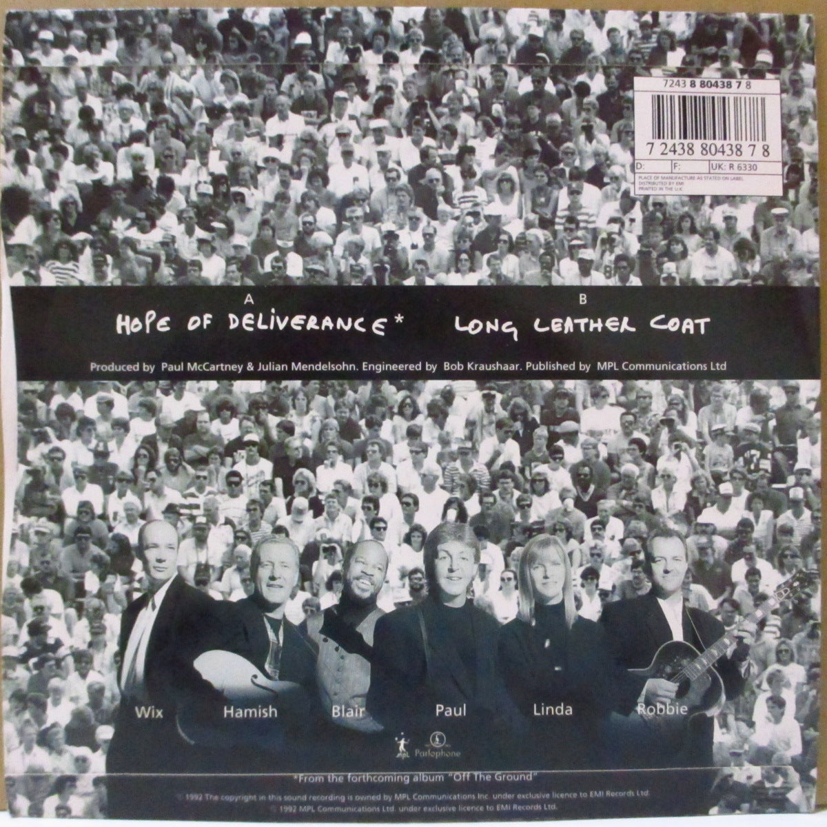 PAUL McCARTNEY (ポール・マッカートニー)  - Hope Of Deliverance (UK '92 オリジナル「銀プラスチックラベ・フラットセンター」7インチ+光沢固紙ジャケ)