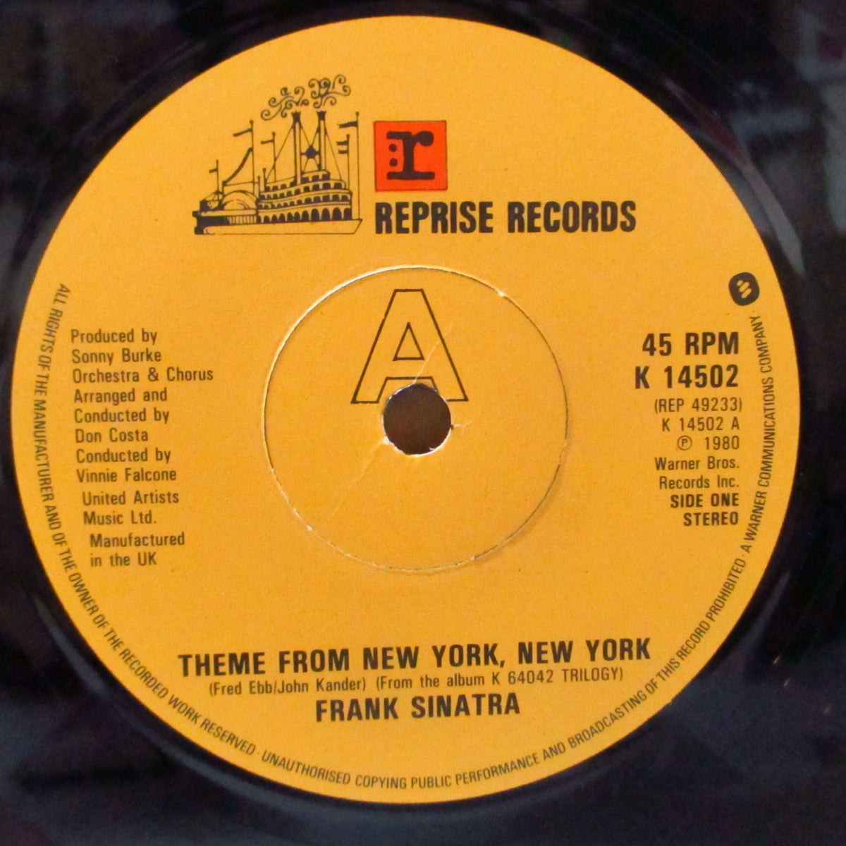 FRANK SINATRA (フランク・シナトラ)  - Theme From New York, New York (UK '80年初回イラスト・ジャケ付きオリジナル7インチ)