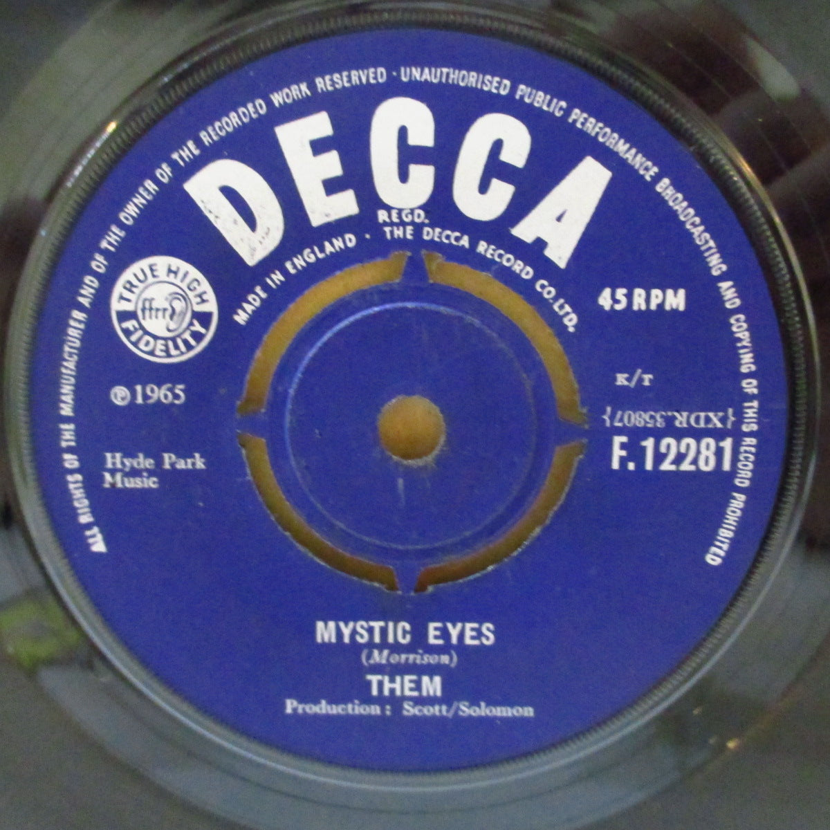THEM (ゼム)  - Mystic Eyes (UK '65 オリジナル 7インチ+カンパニースリーブ)