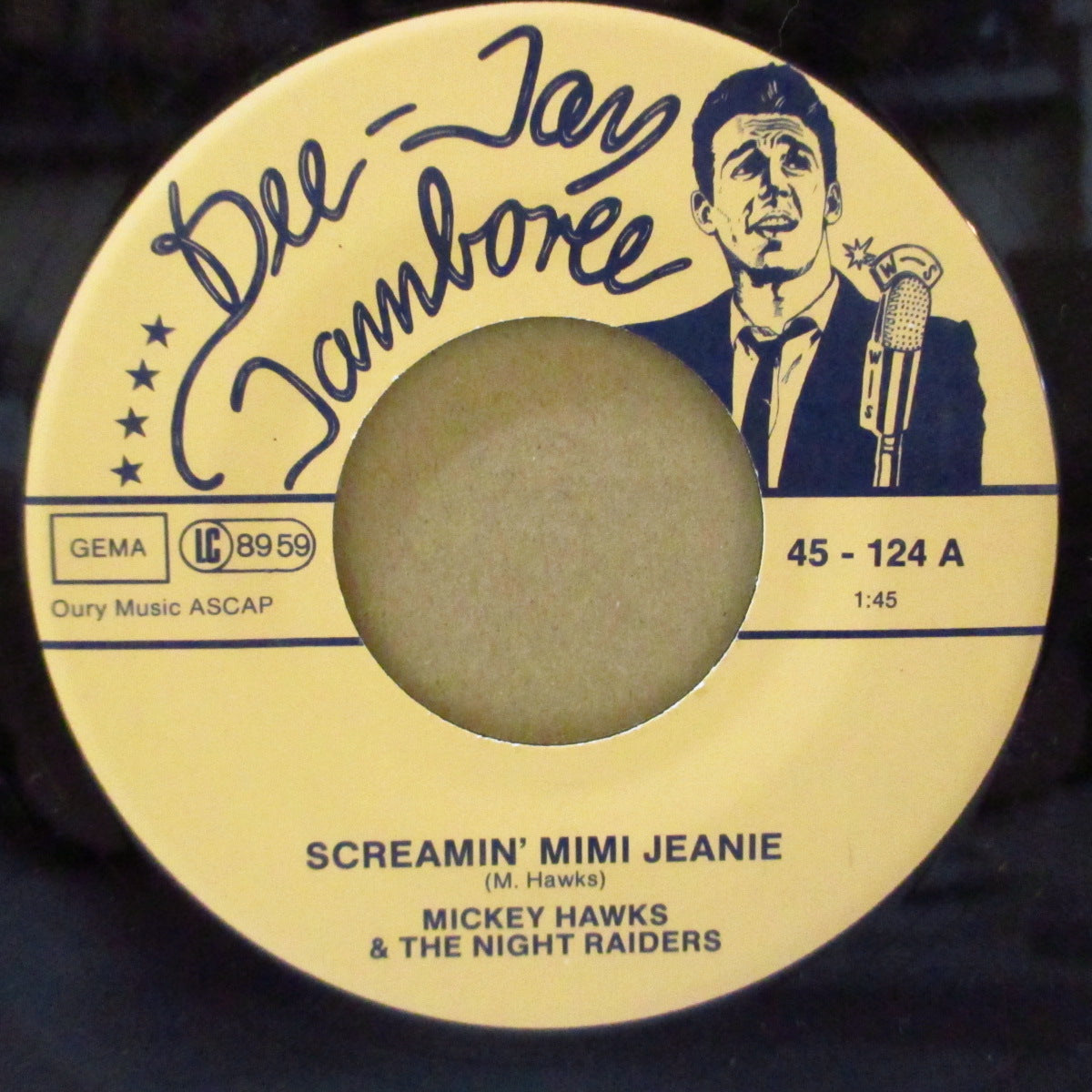 MICKEY HAWKS & THE NIGHT RAIDERS (ミッキー・ホークス & ザ・ナイトレイダーズ)  - Screamin' Mimi Jeanie +2 (ドイツ'80年代ジャケ付3曲入り再発7インチ EP)爆裂R&Rジャイバー名曲！