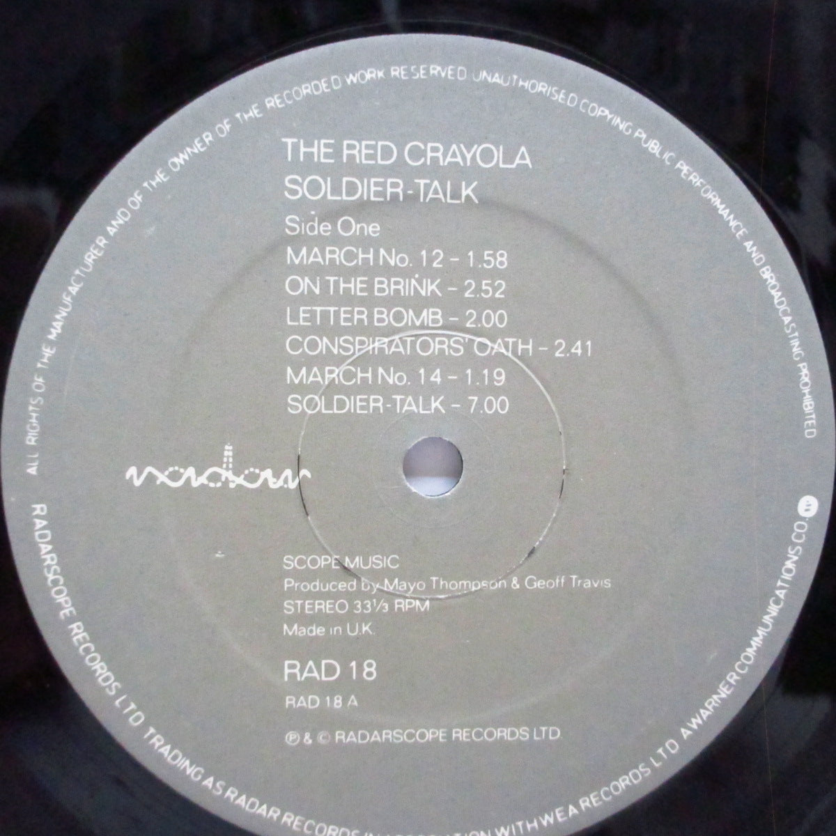 RED CRAYOLA (レッド・クレイオラ)  - Soldier-Talk (UK オリジナル LP/両面コーティングジャケ) '79年サード！