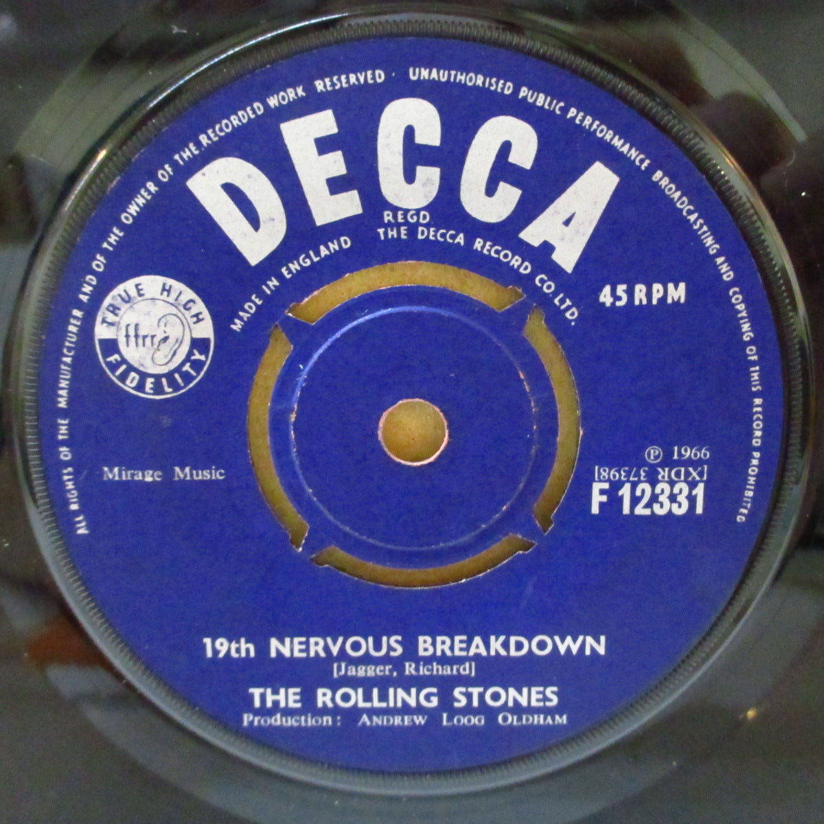 ROLLING STONES (ローリング・ストーンズ)  - 19th Nervous Breakdown (UK '66 オリジナル「ラウンドセンター」 7インチ+カンパニースリーブ)