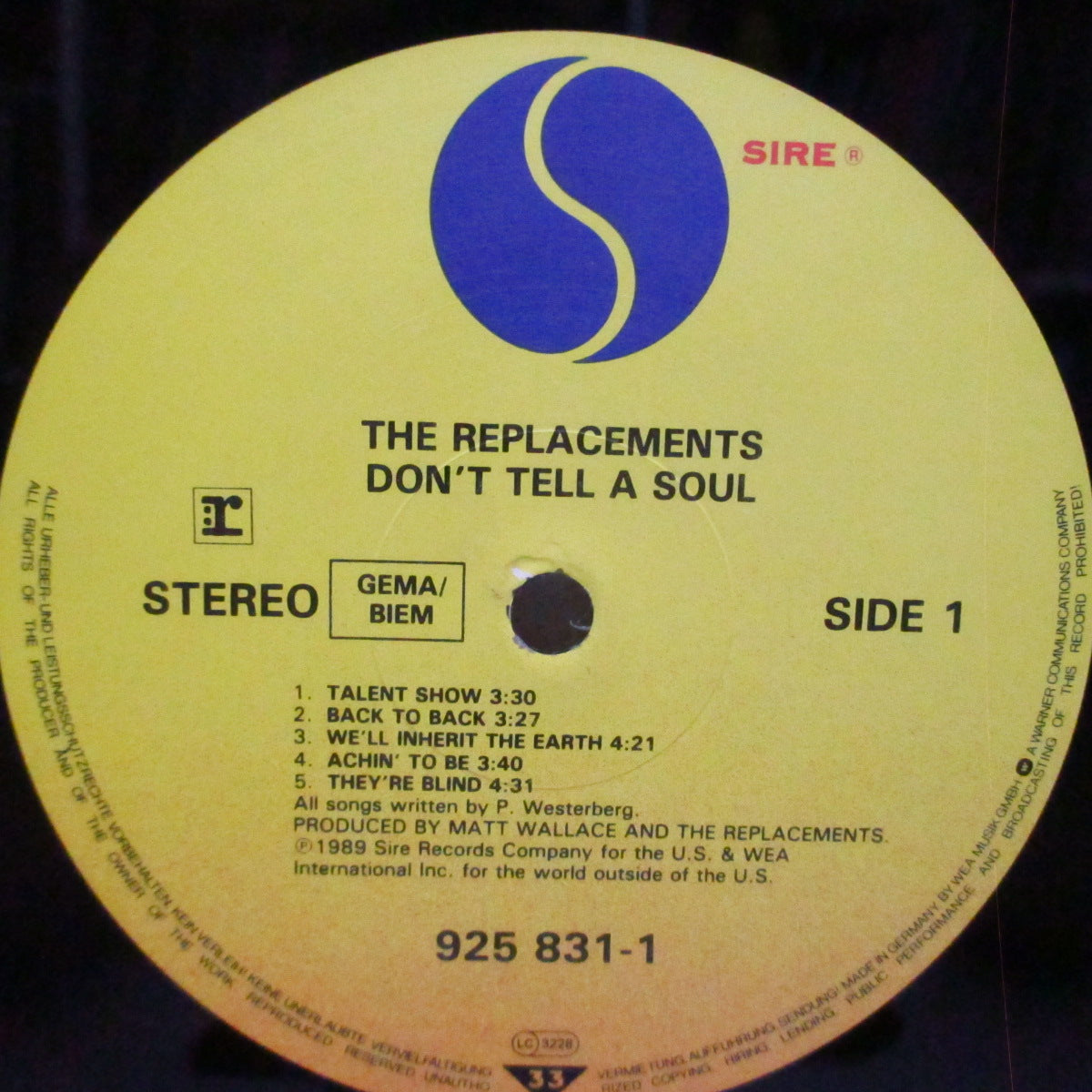 REPLACEMENTS, THE (ザ・リプレイスメンツ)  - Don't Tell A Soul (EU オリジナル LP+インナー)