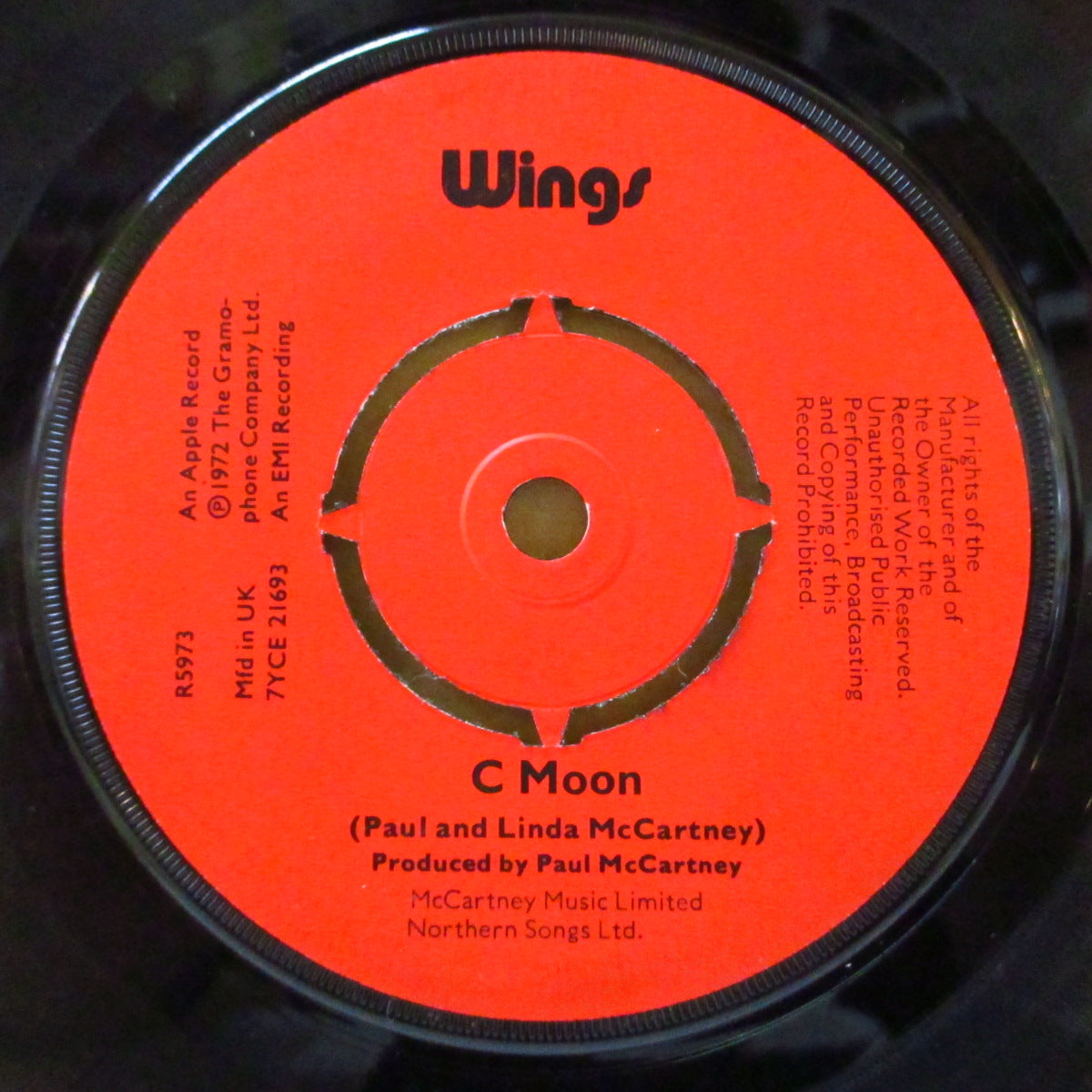 PAUL McCARTNEY & WINGS (ポール・マッカートニー & ウイングス)  - Hi, Hi, Hi / C Moon (UK '72 オリジナル「デッカ社コントラクトプレス」7"+ダイカット黒スリーブ)
