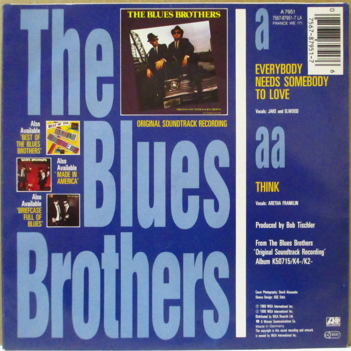 BLUES BROTHERS (ブルース・ブラザーズ)  - Everybody Needs Somebody To Love (EU '90年ジャケ付き再発7インチ) 名作映画サントラ！