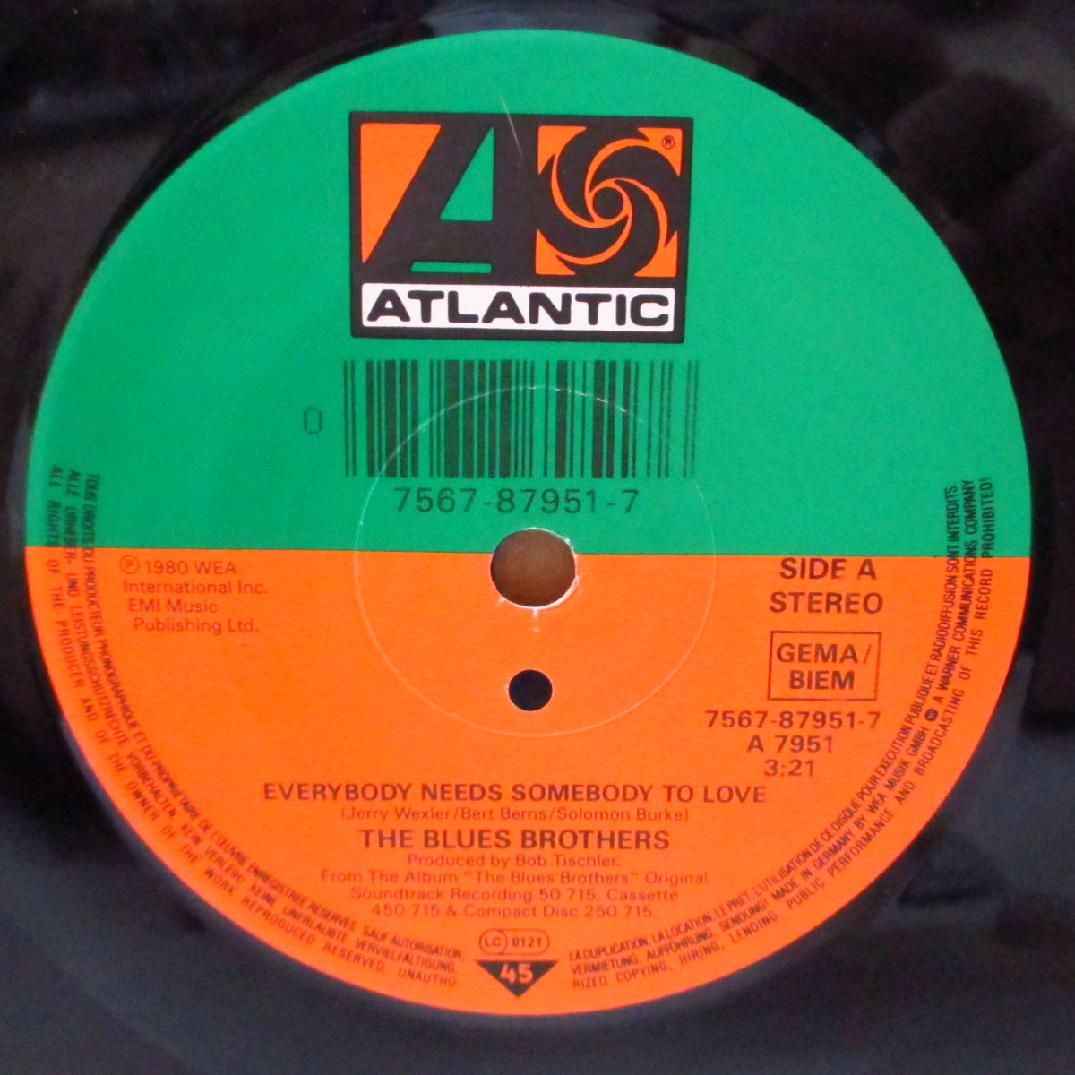 BLUES BROTHERS (ブルース・ブラザーズ)  - Everybody Needs Somebody To Love (EU '90年ジャケ付き再発7インチ) 名作映画サントラ！