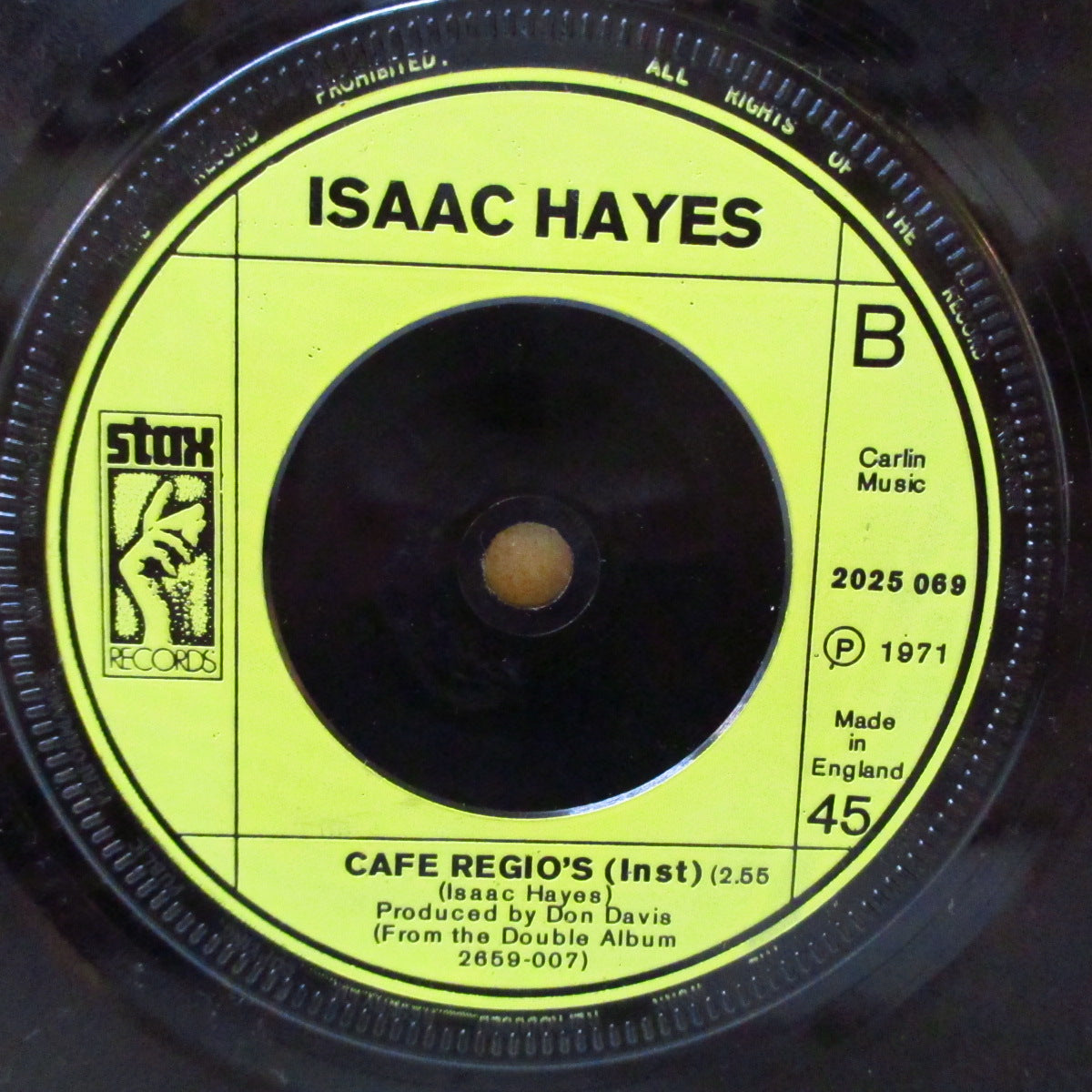 ISAAC HAYES (アイザック・ヘイズ)  - Theme From Shaft (UK 70's 再発「グリーン・ラベ」7インチ) FUNKYクロスオーヴァー名曲