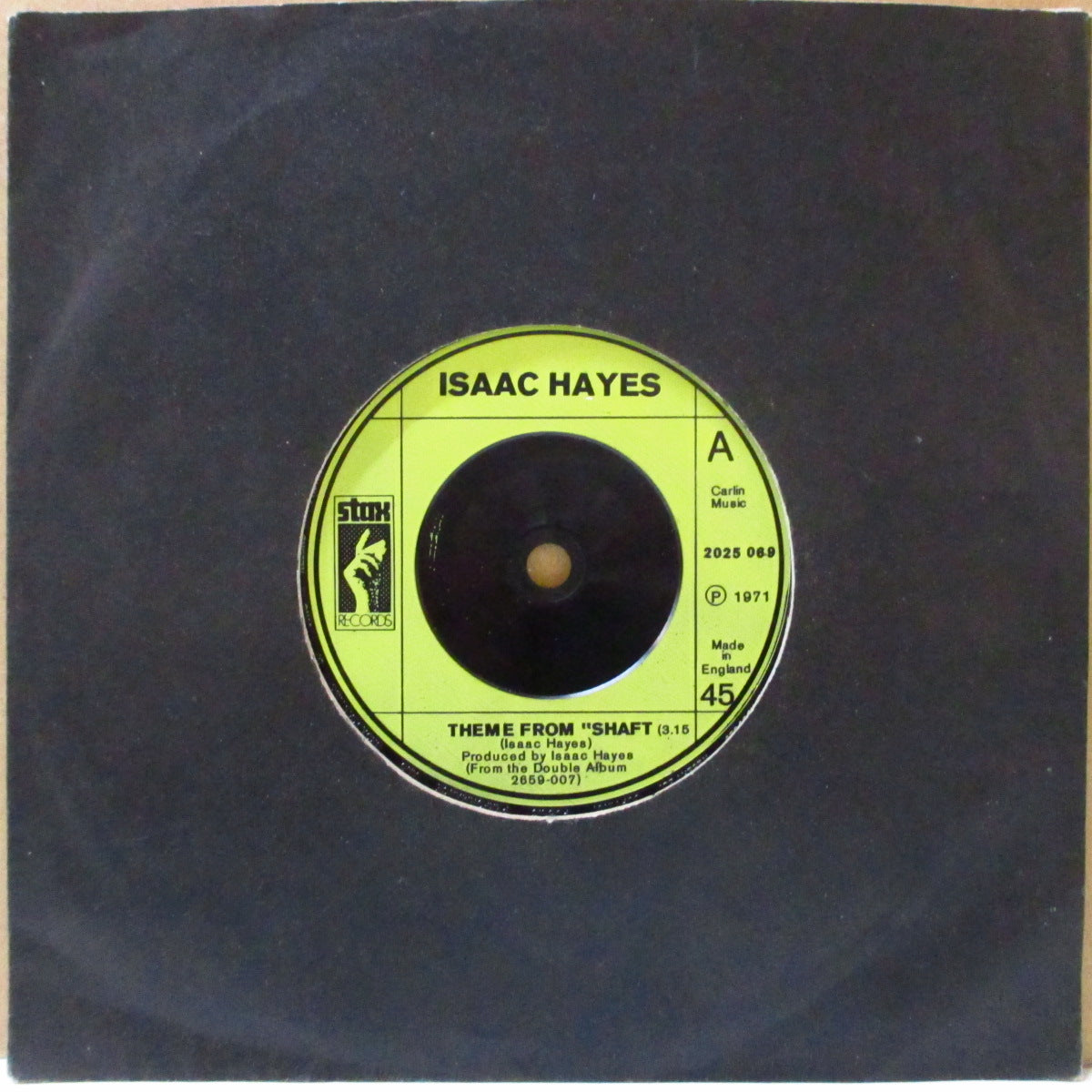 ISAAC HAYES (アイザック・ヘイズ)  - Theme From Shaft (UK 70's 再発「グリーン・ラベ」7インチ) FUNKYクロスオーヴァー名曲