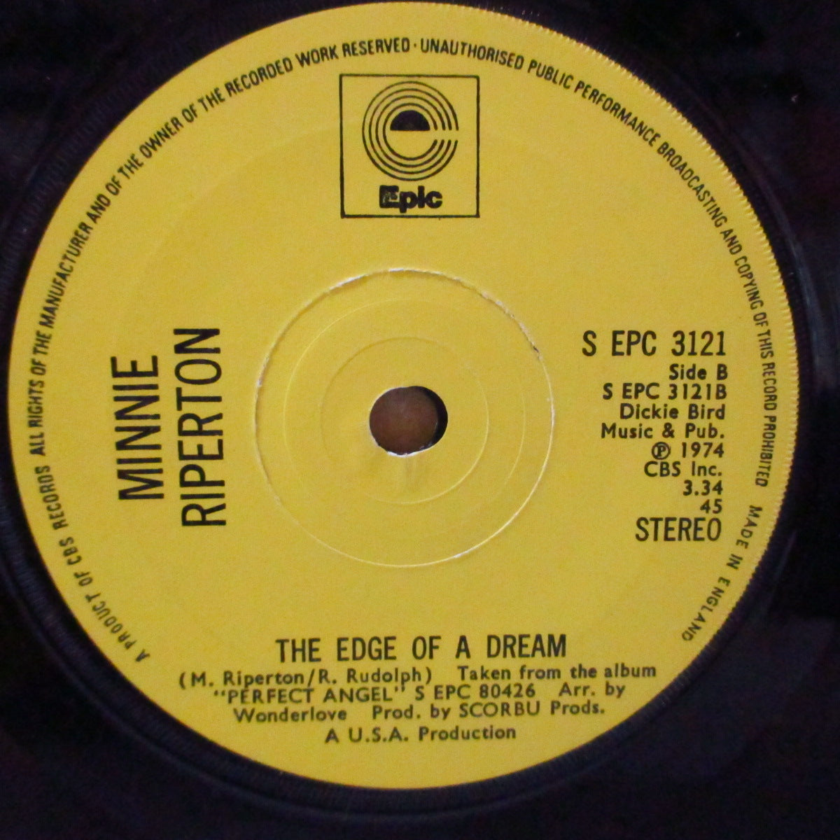 MINNIE RIPERTON (ミニー・リパートン)  - Loving You (UK '74 オリジナル「黄ラベ、ソリッド・センター」 7インチ +カンパニースリーブ) 結婚式定番バラッド名曲