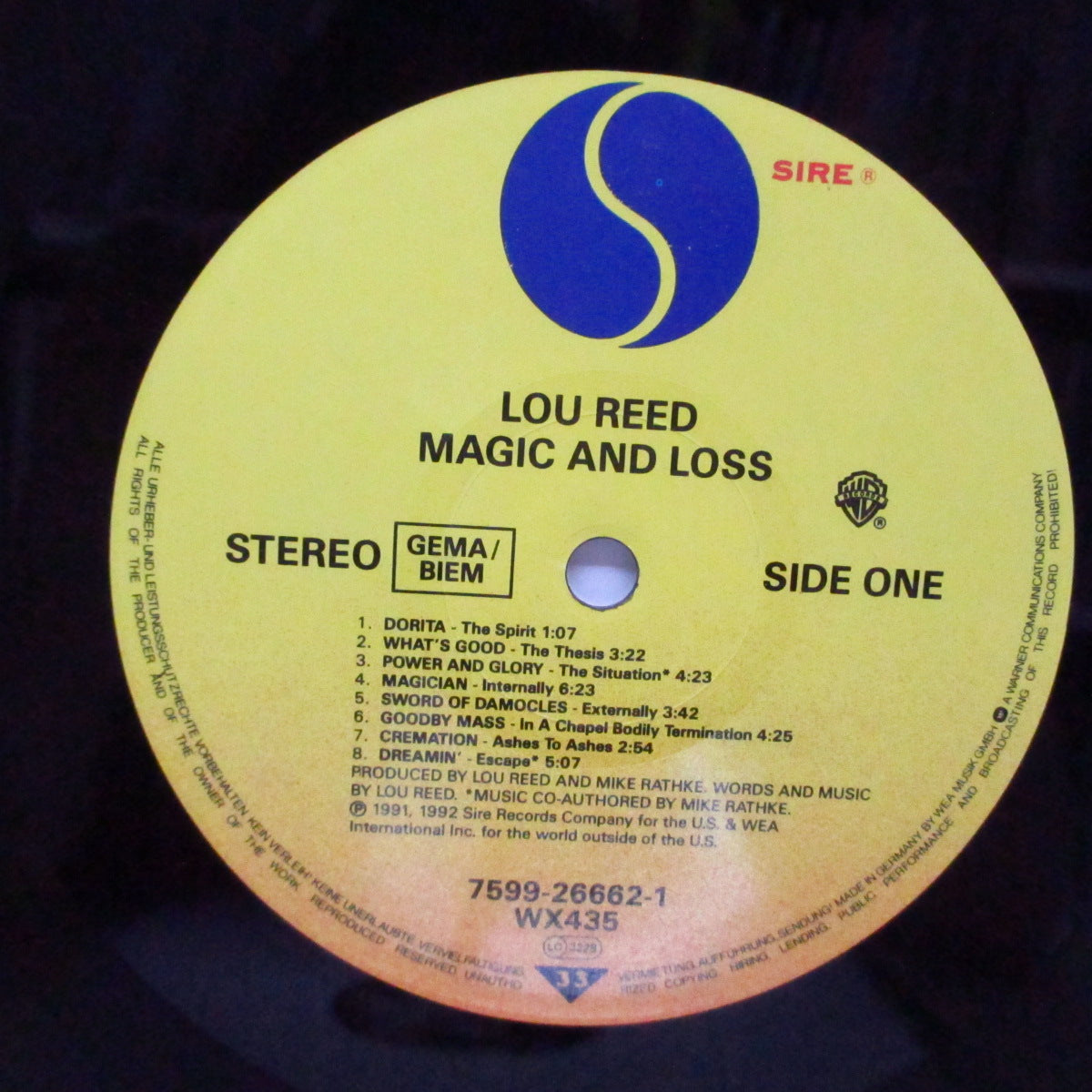 LOU REED (ルー・リード)  - Magic & Loss (EU オリジナル LP+インナー、インサート)