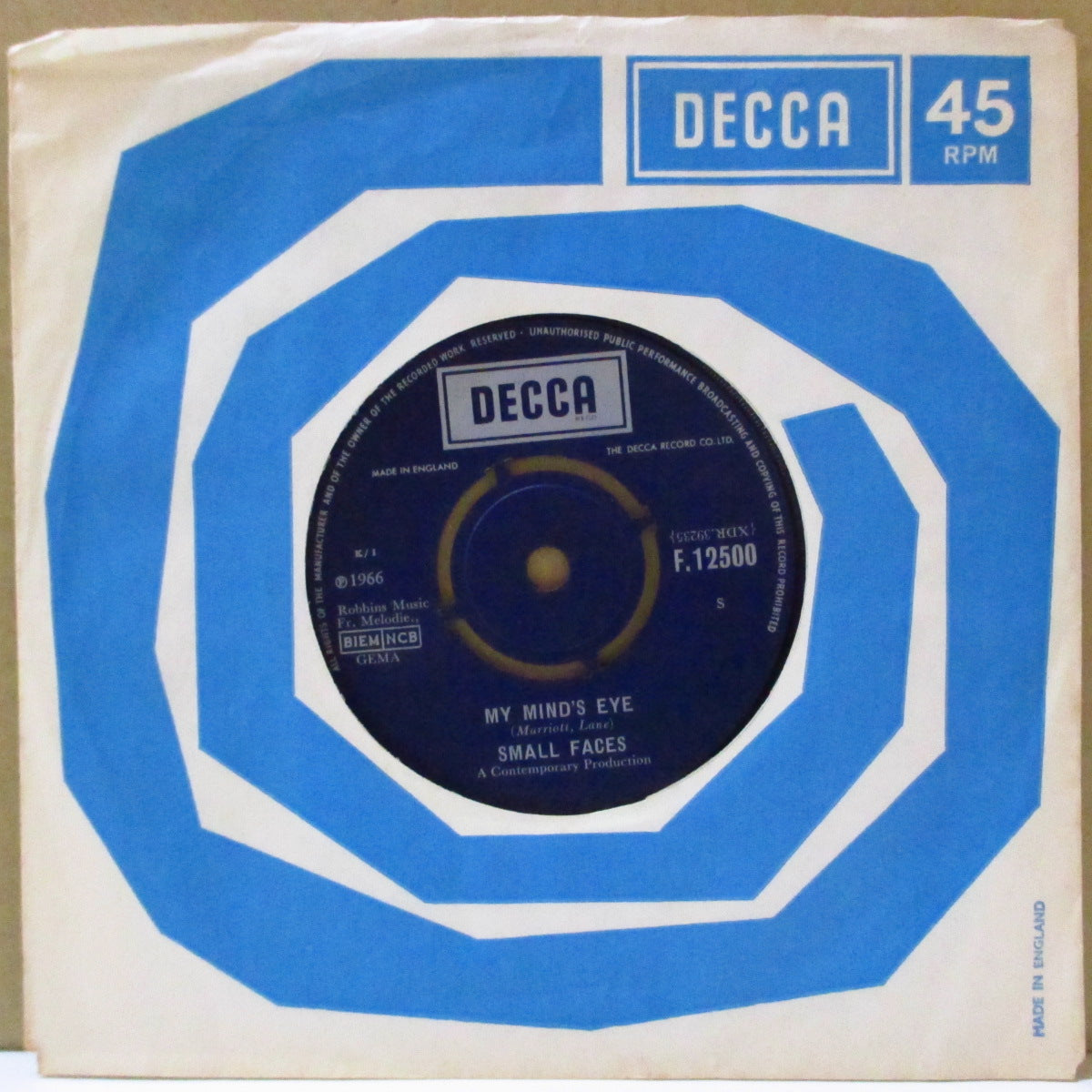 SMALL FACES (スモール・フェイセス)  - My Mind's Eye (UK '66 オリジナル「マトT2-1C」 7インチ+カンパニースリーブ)