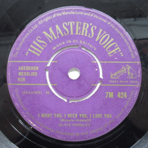 ELVIS PRESLEY (エルヴィス・プレスリー)  - I Want You, I Need You, I Love You (UK HMV Orig.7"+CS)