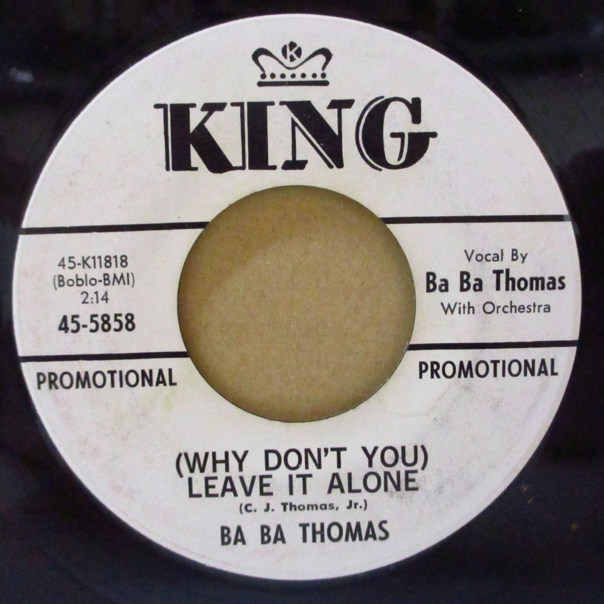 BA BA THOMAS (ババ・トーマス)  - (Why Don't You) Leave It Alone (US '64 プロモ・白ラベ 7インチ) リトル・リチャード直系ブラック・ロックンロール・ジャイヴァー名曲！