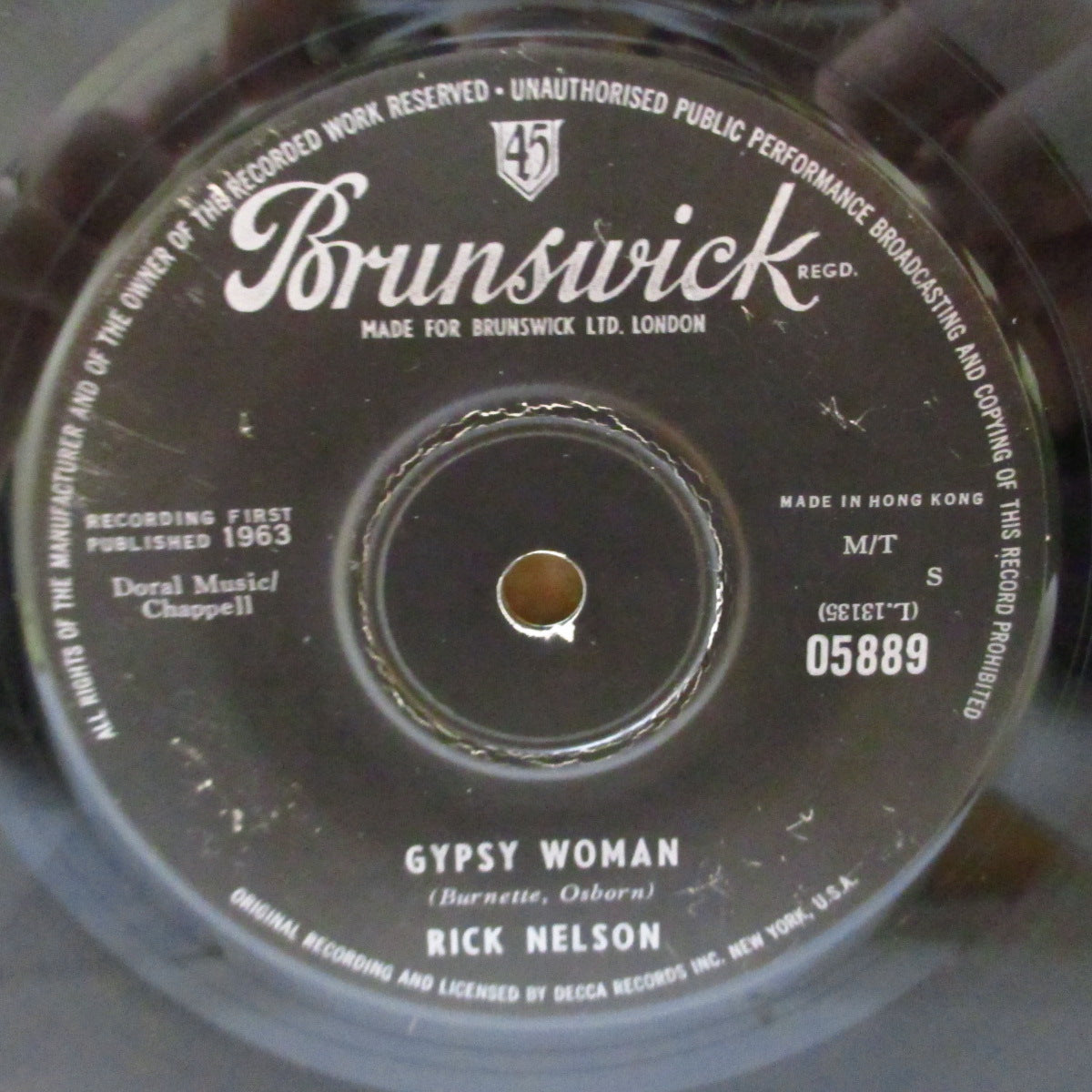 RICKY NELSON (RICK NELSON) (リッキー・ネルソン = リック・ネルソン)  - Gypsy Woman (UK '63 オリジナル「ソリッド・センター」7インチ) ティーン（MOD）ポップコーン! 