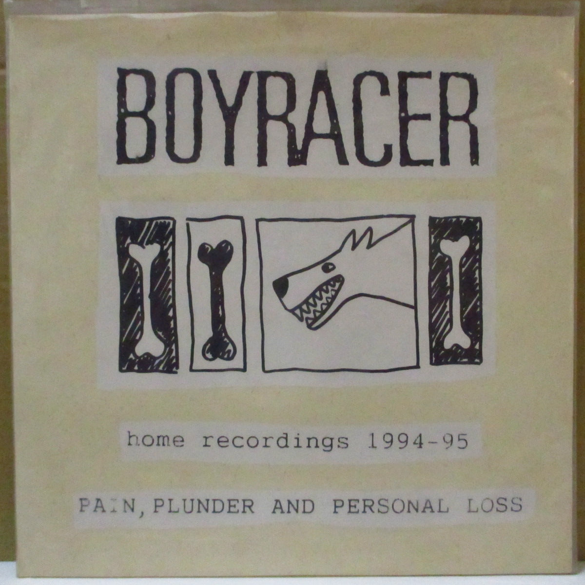 BOYRACER (ボーイレイサー)  - Pain, Plunder And Personal Loss (US オリジナル 10インチ+インサート/ハンドスクリーン印刷マット・クリームジャケ) '95年デモ音源コンピ