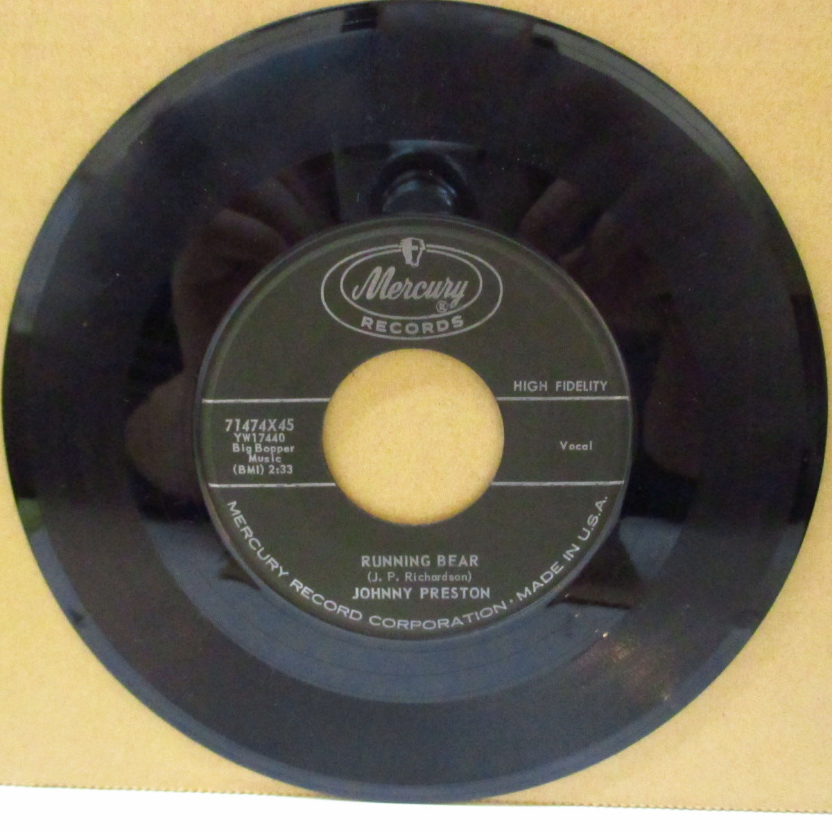 JOHNNY PRESTON (ジョニー・プレストン)  - Running Bear (US オリジナル 7インチ) 全米/全英各1位の大ヒット