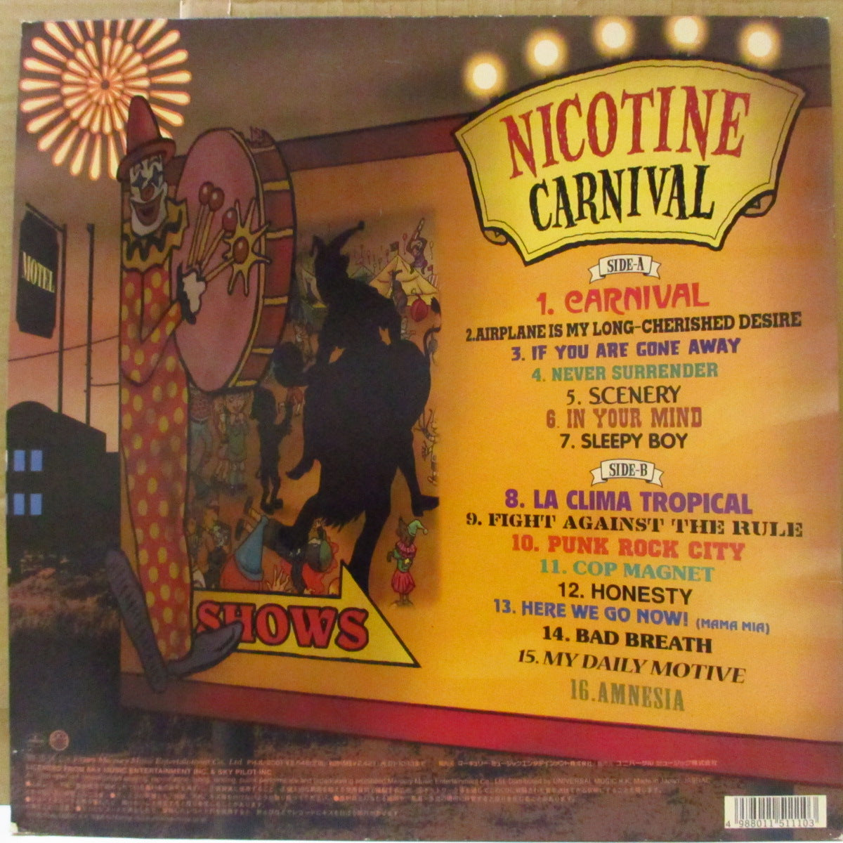 NICOTINE (ニコチン) - Carnival (Japan オリジナル LP+インサート