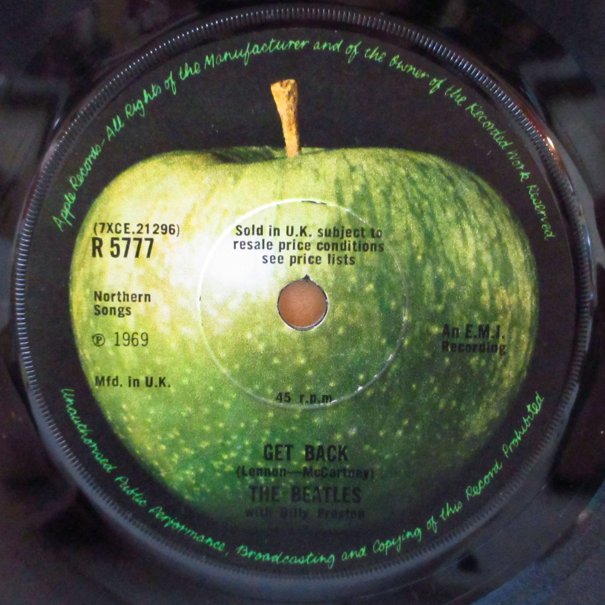 BEATLES (ビートルズ)  - Get Back (UK '69 オリジナル「NCBクレジットなし・フラットセンター」 7インチ+アップル黒スリーブ)