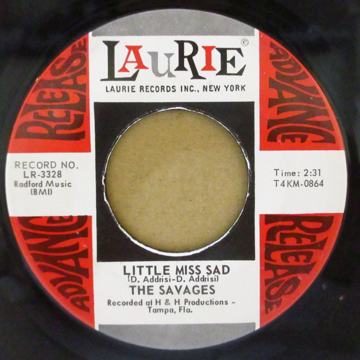 SAVAGES, THE (ザ・サヴェイジズ)  - Little Miss Sad (US '66 ローリー社再発時のプロモ・ラベ・7インチ)アップテンポ・ポップ・ガレージ！
