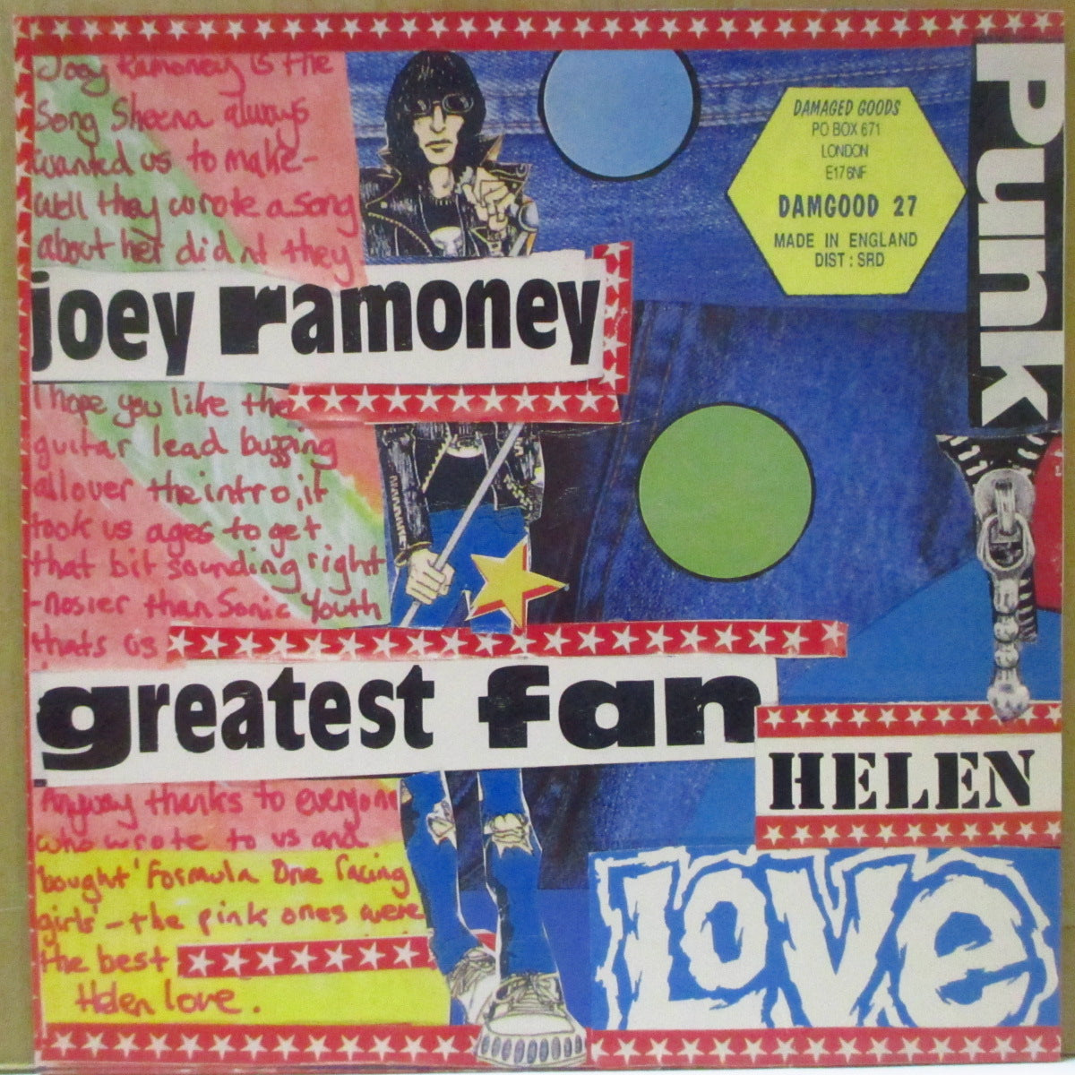 HELEN LOVE (ヘレン・ラヴ)  - Joey Ramoney (UK 2ndプレス・ブラックヴァイナル 7インチ+光沢ソフト紙ジャケ)